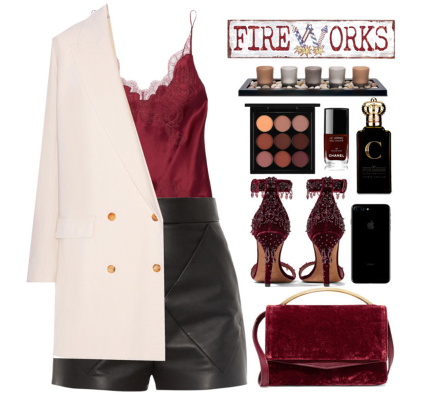 New Years Outfit Ideas - Leather shorts and lace top 