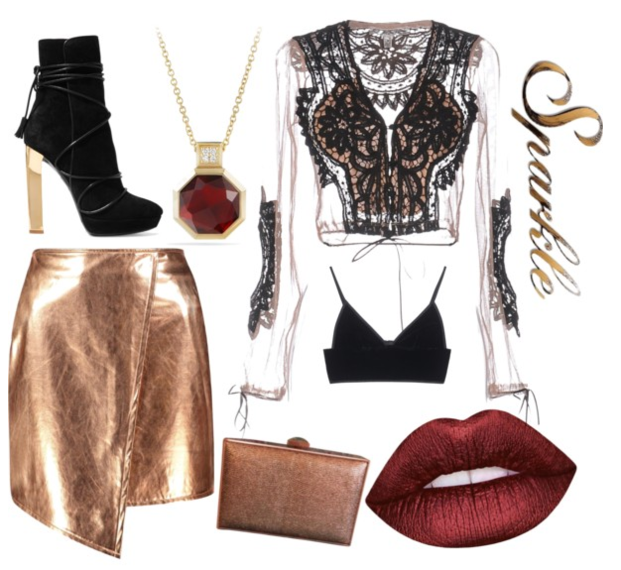 Valentine's Day Outfit Ideas - Gold sparkle