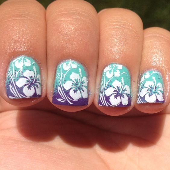 Summer Nail Colors Trend-Hawaiian Flowers Summer Nail Colors Trend-Hawaiian Flowers