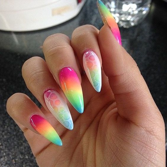 Summer Nail Color Trend-Rainbow Blur Summer Nail Color Trend-Rainbow Blur